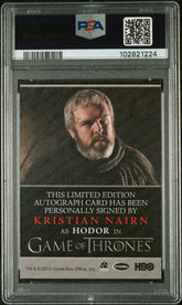 2012 Game Of Thrones S1 Kristian Nairn LE Bordered Autograph PSA Auth 10 Auto